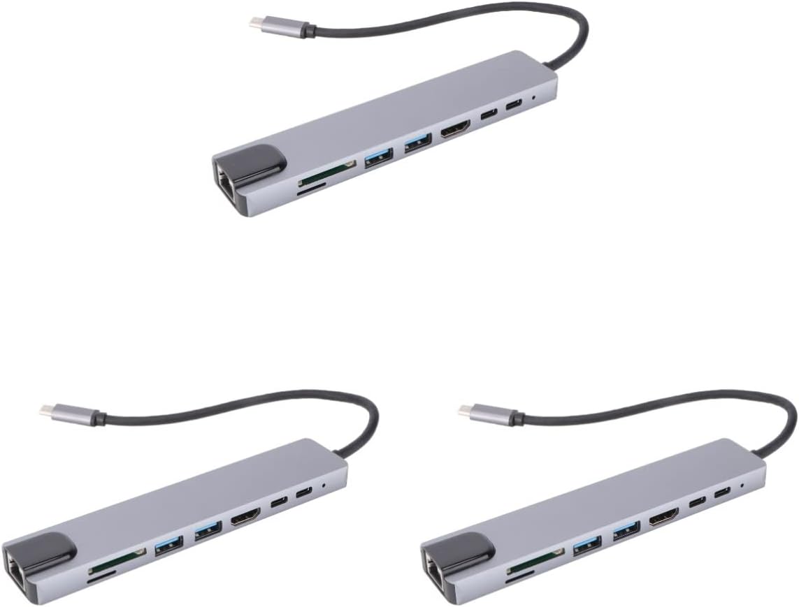 Mobestech 3pcs Type-c to Hub Adapter Pd Concentrator Dock Type c to Adapter Stable Network