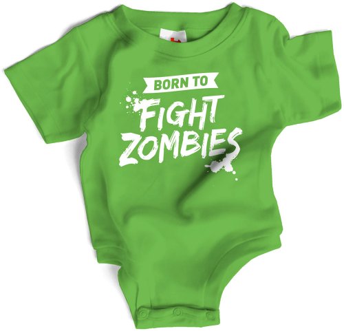 Wrybaby Funny Baby Bodysuit | Born to Fight Zombies | Green 0-6M