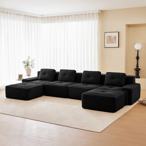 Image of Corduroy Modular Sectional Sofa, Oversized Cloud Couches for Living Room