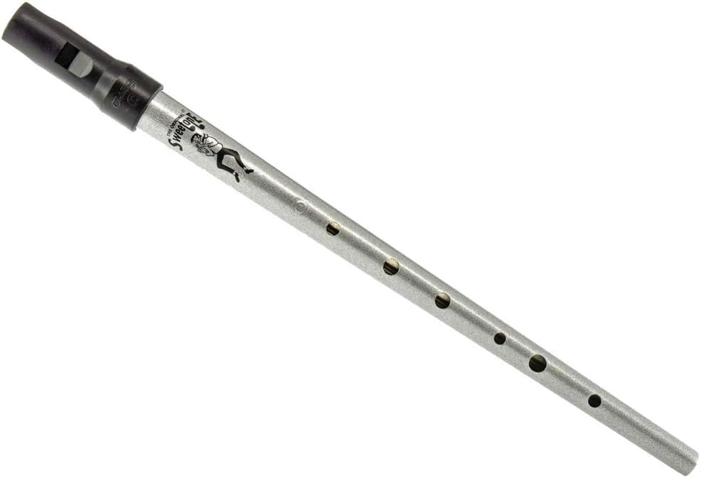 Silver Clarke Sweetone D Traditional Irish Tin Penny Whistle & Soft Black Whistle Pouch