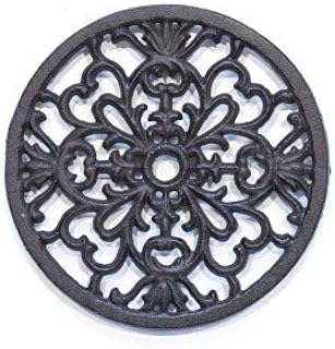 Salvamanteles rústico de hierro fundido con forma de corazón, 17,5 cm, color marrón oscuro, resistente al calor, para cacerolas y teteras, ideal para decoración del hogar y accesorios esenciales de