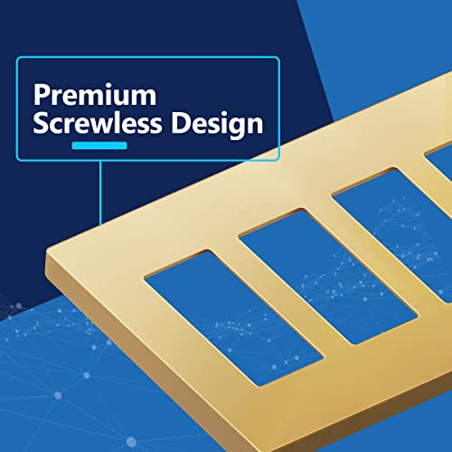 Image of LIDER Decorator Switch Cover, Screwless Wall Plate, Mid-Size 4-Gang 4.88 inch x 8.58 inch, LSWP-34M-GD2P, UL Listed, Thermoplastic, Matte Gold, 2-Pack