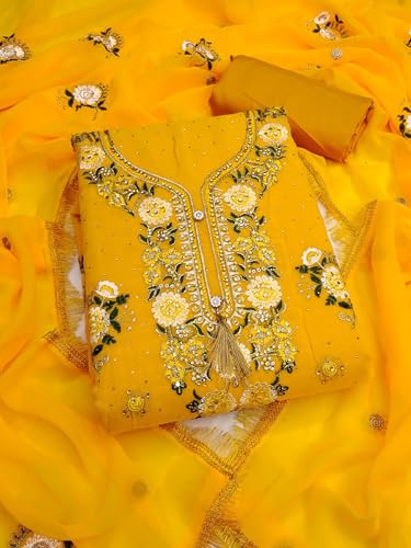 Image of Women's Georgette Embroidery Work Unstitched Dress Material