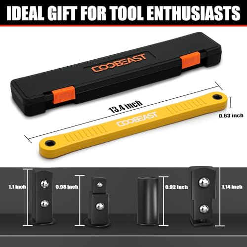Image of coobeast Offset Extension Wrench Impact Ready Socket Wrench Extender Tool with Versatile 1 /4 inch, 3 /8 inch, and 1 /2 inch Square Drive Adapters, Universal Extensions Wrench for Small Place, Yellow