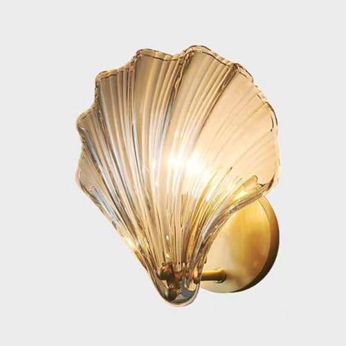 YXNZHNY Shell Shape Glass Lamp Shade Minimalist Gold Accent Base