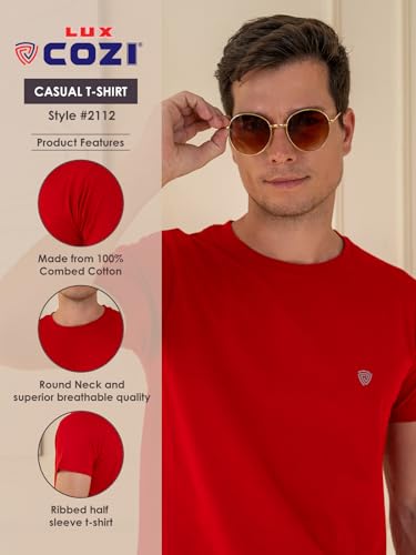 Image of Lux Cozi Men's Cotton Solid Regular Fit T-Shirt
