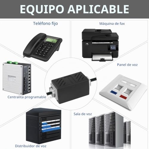 Miniatura 6 de Pack De 2 Adaptadores Rj45 A Rj11, Negro - Cable Telefónico Convertidor De Extensión, Conector Para Modem Adsl, Transmisión Estable