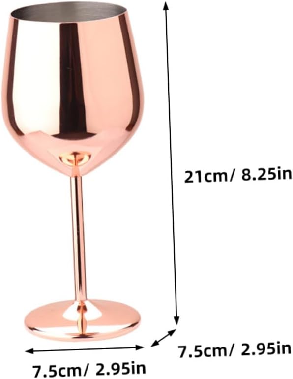 2pcs Stainless Steel Shatterproof Wine Goblets Stemmed Cocktail Cups for Parties and Outdoor Use Lightweight Easy to Clean Elegant Rose Gold Finish