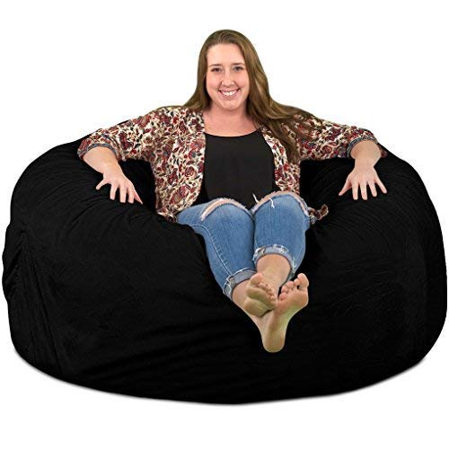 ULTIMATE SACK 5000 (5 Ft.) Bean Bag Chair: Giant Foam-Filled Furniture – Machine Washable Covers, Durable Inner Liner, 100% Virgin Foam. Comfy Bean Bag Chair. (Black, Suede)
