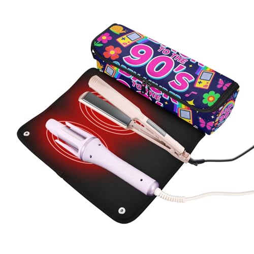 2-in-1 Estuche de Viaje para Rizadora con Tapete Resistente al Calor Extraíble, Organizador Impermeable para Plancha y Herramientas de Cuidado Capilar Retro Portable miniatura 2