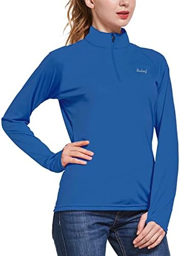 BALEAF Women's UPF50+ Sun Shirt - 1/4 Zip Ocean Blue Pullover, Quick Dry, Lightweight, Regular Fit, Size M