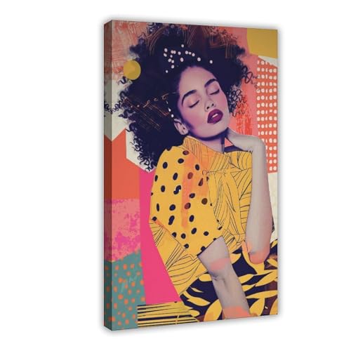 Art abstrait fille noire magique, une toile sensuelle pour célébrer la beauté