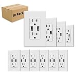 Outlet with USB High Speed Charger 4.8A Charging Capability, Child Proof Safety Receptacle 15 Amp, T