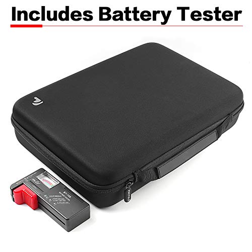 Batteriebox Aufbewahrung Batterien Tasche Case Variety Pack Organizer Batteriekasten mit Tester hält 140+ AA, AAA, C, D, 9V, cr1632, cr2016,Lithium 3V Knopfbatterien Caddy Container (Grau)