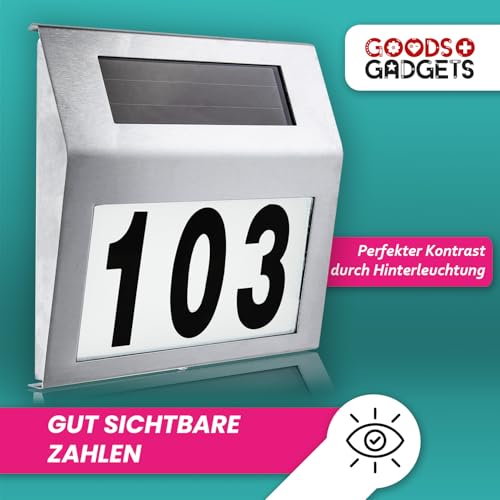Solar Hausnummernleuchte beleuchtete Hausnummer mit LED Beleuchtung aus Edelstahl IP44 (Standard)