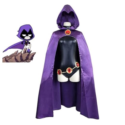 WODEJIAOBAO Teen Titans - Disfraz de cuervo para mujer, capa de lujo, mameluco de Halloween para cosplay (morado), Morado (, L