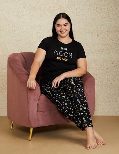 Image of Amazon Brand - Symbol Women Cotton T-Shirt and Jogger Night Suit | Two Piece Set| Regular Fit (Available in Plus Sizes)