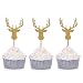 Giuffi Set of 24 Golden Antler Cupcake Toppers Theme Party Decors - by