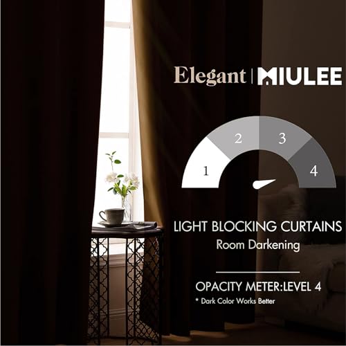 MIULEE Blackout Room Darkening Curtains Thermal Insulated Drapes Solid Window Treatment Set Grommet Top Light Blocking Curtain for Living Room/Bedroom 2 Panels 52 x 84 inch Length Golden Brown