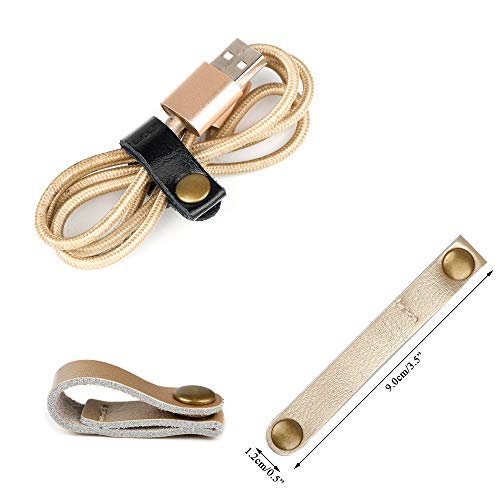 Gydandir Leather Cable Straps Cable Ties Cable Organizers Cord Management For Organizing Usb Cable Headphone Wires, 2 Sizes 5 Colors #TOP2