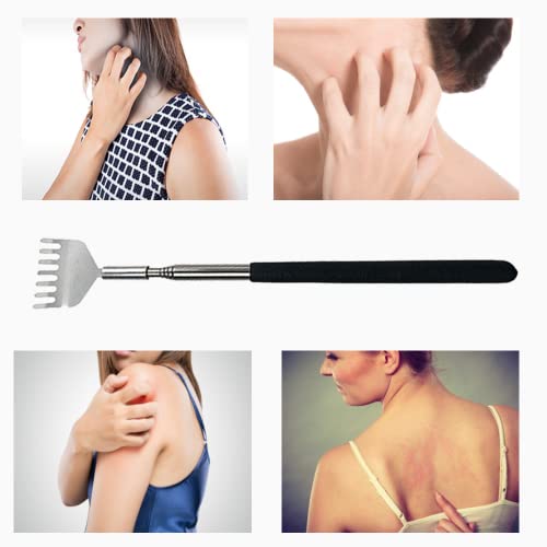 FYACCD Rückenkratzer, Edelstahl Teleskop Rücken Kratzer, Teleskop Rückenkratzer, Back Scratcher, von 20cm bis 68cm ausziehbar, für Haus, Reise und Büro