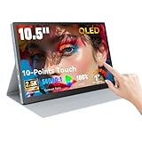 Prechen 10.5' OLED Touchscreen Portable Monitor 2.5K 2560x1600, 100% NTSC, 54000:1 Contrast, Mini Second Touch Display with Protect Case & Speaker, USB-C, HDMI, Small Screen for Laptop Mini PC Phone