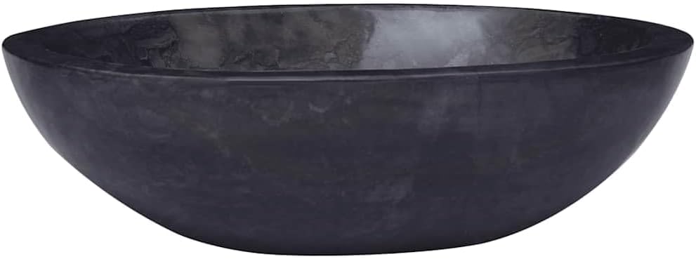 vidaXL Sink, Wash Basin Vessel Sink, Above Counter Vanity Sink for Bathroom Washroom, Bathroom Basin, Black 20.9"x15.7"x5.9" Marble