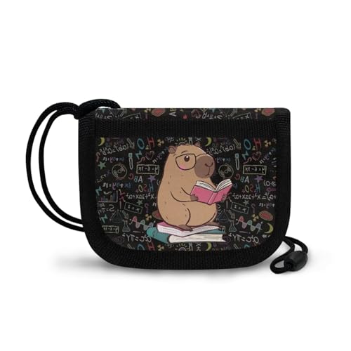 Carteira infantil para meninos de 5 a 7 anos, 8 a 10 anos, 10 a 12 anos, com bolso para moedas com zíper e porta-cartões, Capivara inteligente, Small, Moderno