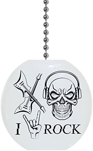 I Rock Skull and Guitars Solid Ceramic Fan Pull