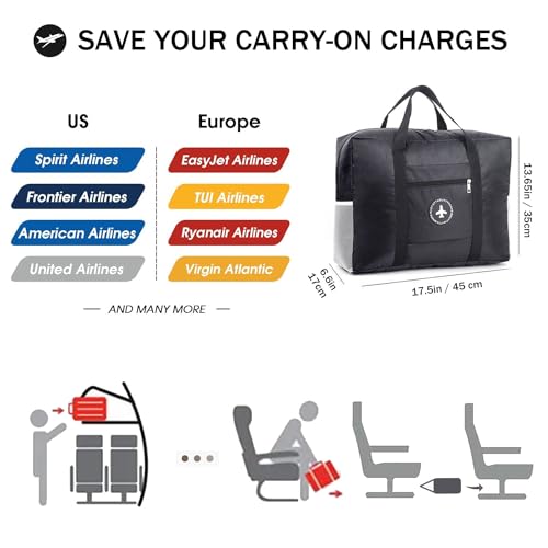 Travel Duffle Bag for Airlines Personal Item Travel Bag Foldable Underseat Carry on Luggage for Airplanes Weekender Overnight Hospital Bags Travel Essentials Sport Gym Bag for Wome image 2