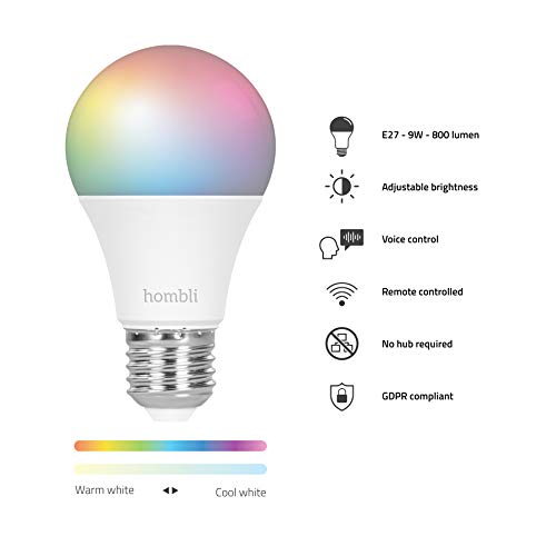 Hombli Smart Bulb (9W) RGB + CCT Promo Pack, Energy-Saving Multicolour LED Bulb (E27), Adjustable Brightness - Image 2