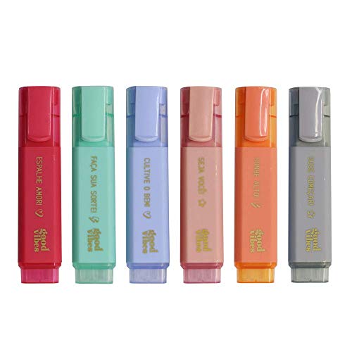 Marca Texto Good Vibes 6 Cores Jocar Office, Leonora, 96146, Multicor