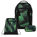 Satch Match Plus Schulrucksack Set 3tlg. inkl. Schlamperbox und Sportbeutel (Seismic Green)