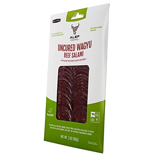 Sliced Uncured Mild Beef Salami Wagyu With Spices & Garlic Blend Nitrate Free, Nitrite Free, Msg Free, Dairy Free, Gluten Free Pack Of 1 3 Oz / 85 Gr #TOP2