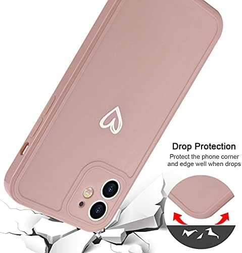 Micoden for iPhone 11 Cases Cute Girls Silicone Shockproof Protective Bumper Case with Love Heart Pattern Design for iPhone 11 Pink