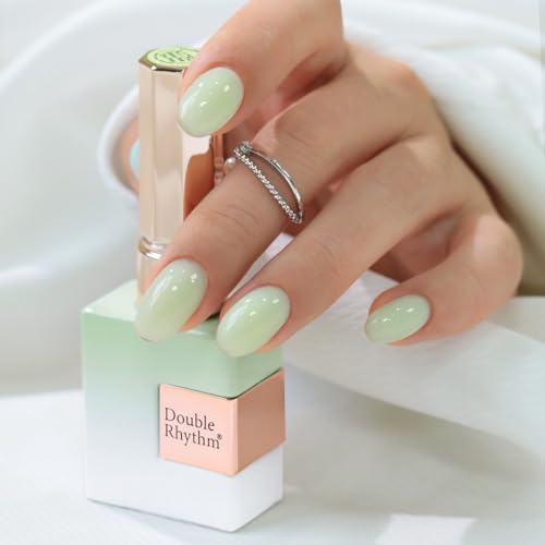 Double Rhythm 0.5 Oz Jelly Gel Polish Same Color Same Bottle Sheer Neutral Natural Light Milky Pastel 15ML Translucent Polish Art DIY at Home (Milky Green-A1792)