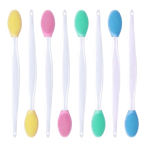 Silicone Peeling Lip Brush, 8 Pieces Double-sided Soft Lip Brush, Double Sided, Nose Clean Brush, Blackhead Brushes