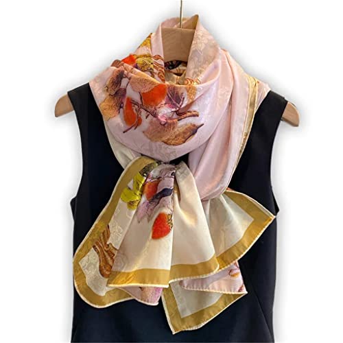 Chal para mujer de seda largo con estampado de doble cara premium 2
