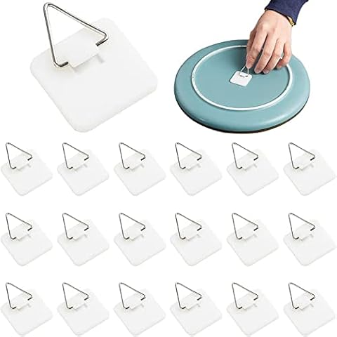 Pack of 50 Invisible Self-Adhesive Plate Hangers, Plastic Vertical Plate Holder, Wall Plate Holder, Self-Adhesive, Adhesive Plate Hanger for Landscape Plate, Artificial Plate Hanging Cover