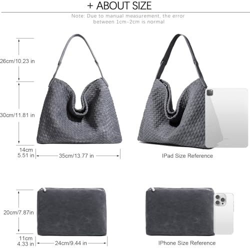 Image of JINMANXUE Women Boston Bag, Woven Hobo Tote Handbag and Purses, Female Satchel Messenger Bags, Fashion Shoulder Crossbody Bag