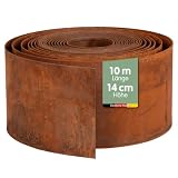 UNUS Bordure de pelouse en acier Corten - 10 m x 14 cm - Flexible - Résistant aux intempér...