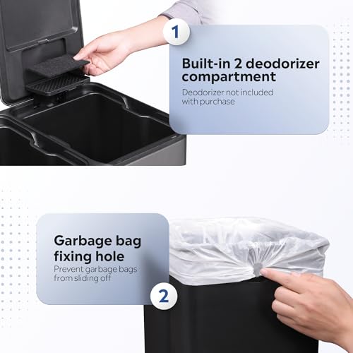 Caneca de basura doble de acero inoxidable 2 x 8 galones miniatura 4