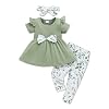 Doresbebe Baby Girl Clothes Toddler Girl Outfits Infant Girl Summer Clothes for Girl Ruffle Shirt Pants+Cute Headband 3PCS