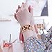 Bohemian Bracelet Sets for Women - 6 Sets Stackable Stretch Bracelets Multi-color Boho Jewelry for Women Hippie Bracelets Dainty Jewelry (Crystal Mixed Colors Bracelet)