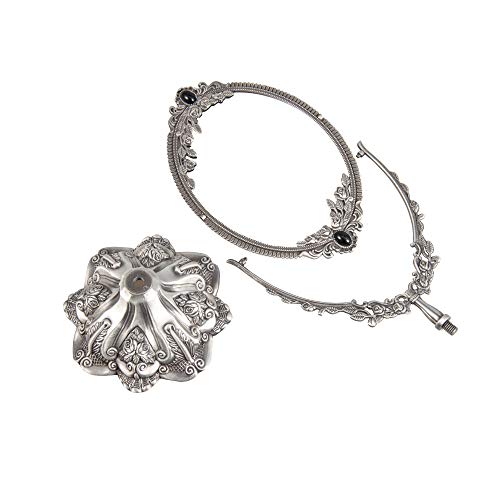 Feyarl 11.2 Inch Vintage Makeup Mirror Floral Tabletop Oval Vanity Mirror With Stand Dressing Room Swivel Double Sided Elegant Decorative Mirror Embossed Frame (Pewter) #TOP6