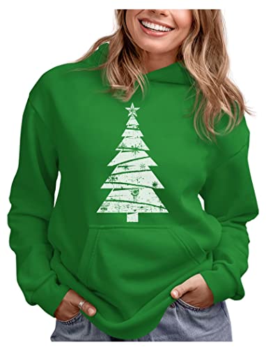 Tstars Snowflake Christmas Hoodie Women Teen Girls Festive Green Large