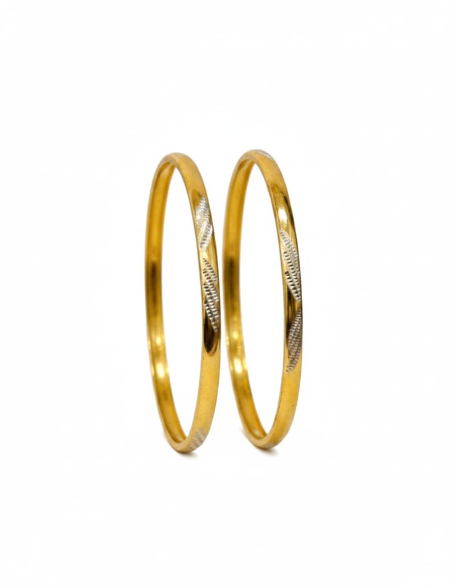 Bangles Elegant Gold Plated Bangle Set, Stackable Thin Bangles, Traditional Indian Style Jewelry, 2-Piece Bangle Bracelet Collection New Year Gifts-image-14
