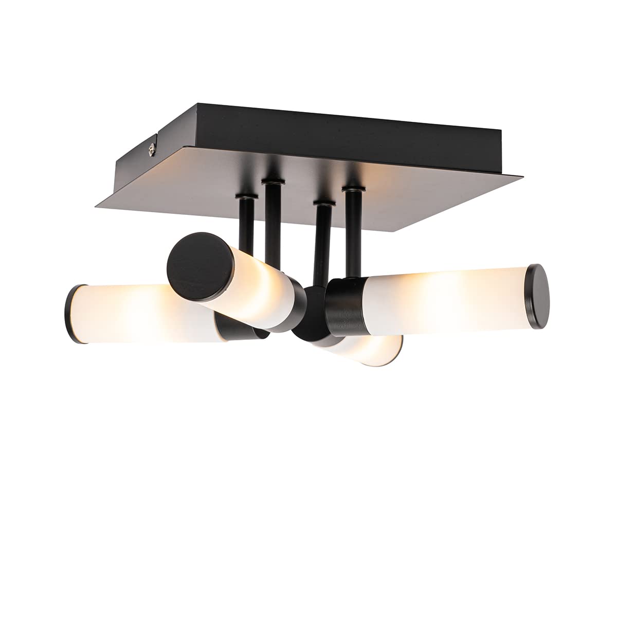 Qazqa bath - Lampada da soffitto Moderno - 4 luce - L 23 cm - Nero - Moderno - Bagno