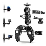 Chelhead Adjustable Phone Camera Holder, 1/4'-20 & 3/8'-16 Threads Universal Tube Mount Fits Up to 3'' Roll Bar Compatible with LED Lights, DSLR Camera, Gopro, Ronin-M, MOVI, Insta360, Tripod/Desk