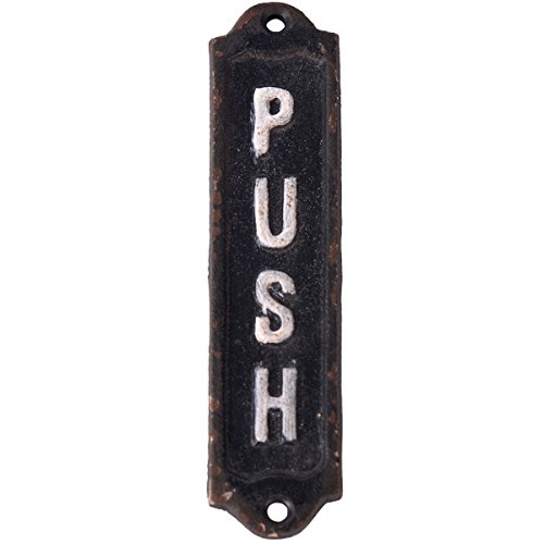 NIKKY HOME Push Door Sign Plate Metal Cast Iron Vertical Signs Store Home Cafes Shops Business Office Farmhouse Antique Retro Handmade Traditional Decor Sign Vintage Decorative Indoor Outdoor, Black
